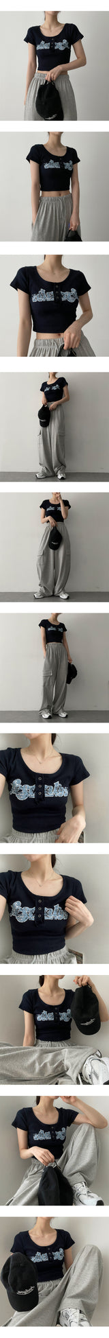 パンタスナップ半袖クロップドTシャツ / Pantasnap Short Sleeve Cropped T-Shirt