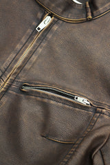 ピグメントウォッシュドレザージャケット / Pigmented Washed Leather Jacket - Brown