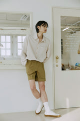 ユニセックスカフハーフパンツ/unisex cuff half pants beige