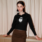 [NF] PECORA COLLAR CROP KNIT (BLACK)_F22ZB346