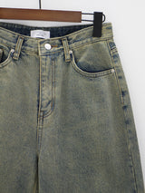 オリーブウォッシュデニムパンツ / Olive washed denim pants