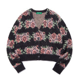 フラワーパターンクロップカーディガン / Flower Pattern Crop Cardigan_Black