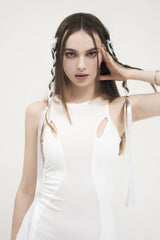 リンクドアイレットドレス / [Seow] Linked eyelet dress, white