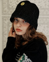 SM:]E DENIM ROUND BUCKETHAT BLACK (6691416178806)
