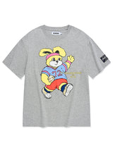 WITTY BUNNY LOOSE FIT GRAPHIC T-SHIRT [MELANGE GRAY]