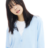 カシミアストラクチャーニッティングカーディガン/CASHMERE STRUCTURE KNITTING CARDIGAN-SKY