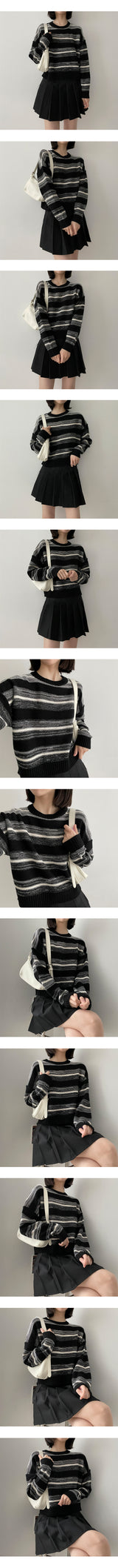 イレギュラーミックスラウンドニットウェア / Irregular Mix Round Knitwear