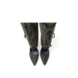 Lace-Up Under The Knee Boots Heel(Khaki)