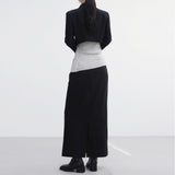 Ash long D belt skirt