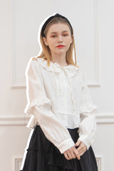 lace shirring blouse (6688673103990)