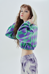 ビッグアーガイルクロップフード / big logo argyle crop hood_purple&green