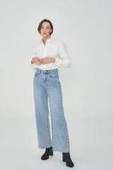 ワイドフィットライトブルーデニムパンツ/ACTRESS YOOSUN, WJSN YEON-JUNG, RED VELVET JOY, RAPPER JESSIE, MAMAMOO MOON-BYUL, GIRLFRIEND YERIN, MOMOLAND NANCY, IZ*ONE EUNBI, APINK BOMI WORN WIDE FIT LIGHT BLUE DENIM PANTS [6055]