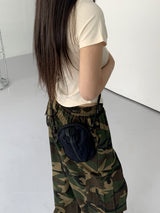 ポッケルヒップカモミリタリーバンディングワイドカーゴパンツ/ Pockel Hip Camo Military Banding Wide Cargo Pants