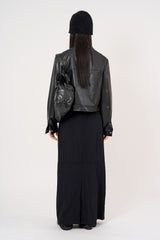 Minimal zip-up crop leather jacket