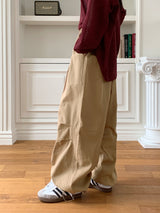 [UNISEX] Twal Balloon Pintuck Cotton Long Jogger Wide Pants
