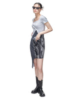ベルベットパネルジャージドレス/Velvet Panelled Jersey Dress _ Blue Grey