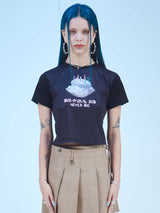 ネバーダイクロップTシャツ / NEVER DIE CROP T-SHIRTS(BK)