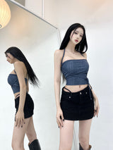 デニムフリーストラップトップ/802. Denim free strap top (3color)