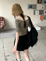 ホケットノースリーブオールインワンストライプ半袖Tシャツ / Hocket sleeveless all-in-one striped short-sleeved T-shirt