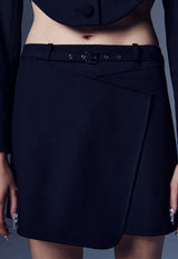 アシンメトリックベルトミニスカート / ASYMMETRIC BELT MINI SKIRT