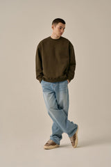 LETTERING LOGO BASIC SWEATSHIRT - KHAKI