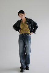 レザートラッカージャケット / Leather Trucker Jacket (2color)