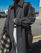 [WOOL 50%] [MADE] wool maxi trench mac coat