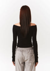 smooth off shoulder top - black