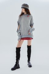 ロゴホールウォーマーニット / logo hole warmer knit_gray