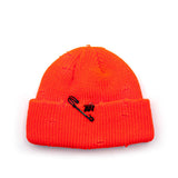 BBD Ripped Custom Short Beanie (Orange) (4648580448374)