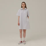 スモールロゴハーフラインジップアップミニドレス / SMALL LOGO HALF ZIPUP MINI DRESS_WHITE MELANGE