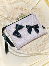Glossy Organza Ribbon Zip-pouch (M)