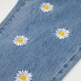 ストレートフィットフラワー刺繍デニムパンツ/IZ*ONE CHEWON, LOVELYZ KEI, ROCKET PUNCH YEONHEE WORN STRAIGHT FIT FLOWER EMBROIDERY DENIM PANTS [6663]