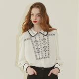Flower Embroidered Chifon Blouse (6681274581110)