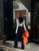 ボビー２スクエアネッククロップドロングスリーブTシャツ
