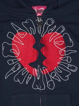 Broken Heart zip-up hoodie NAVY