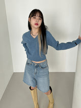 ウールVネッククロップニット/Wool V-neck Crop Knit (10color)