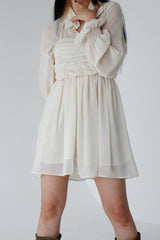 ダスティーシースルーラッフルシャツ / Dusty See-through Ruffle Shirt (3color)
