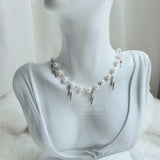 サンダーラプソディーパールチョーカーネックレス / Thunder Rhapsody Pearl Choker Necklace - Silver Color