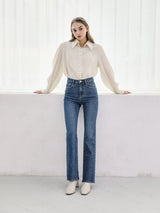 ロングセミブーツカットデニムパンツ / W52 LONG SEMI BOOTS CUT DENIM PANTS_MEDIUM BLUE