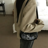 Tapa leather loop hobo shoulder bag