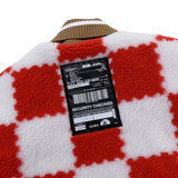 [UNISEX] Reversible Faux Fur Varsity Collar Coat (Red) (6656658407542)