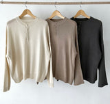 モカラウンドボタンニット/MOCA ROUND BUTTON KNIT(6COLOR)