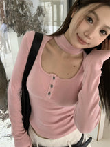 Square holy neck slim fit top