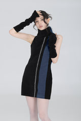HOLIDAY TURTLENECK DRESS #BLACK NAVY