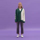 INTARSIA HALF HALF KNIT CARDIGAN_KHAKI (6610776031350)