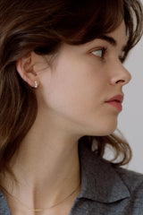 [14K] Line Pearl One-touch Earrings
