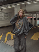 (UNISEX) モトビンテージピグメントスエットシャツ