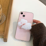 コットンバニーポポスマホグリップ/Cotton bunny popo Smart Tok ivory