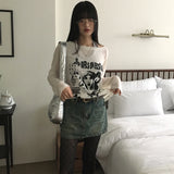 [Belt set] Jerik vintage washed denim mini skirt